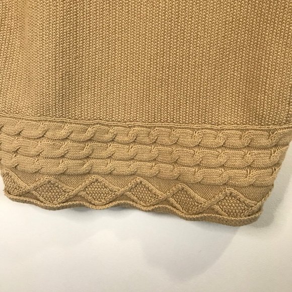 Talbots Sweater Vest Size L / XL Camel Brown Open Front Wool Cable Knit - Picture 6 of 9